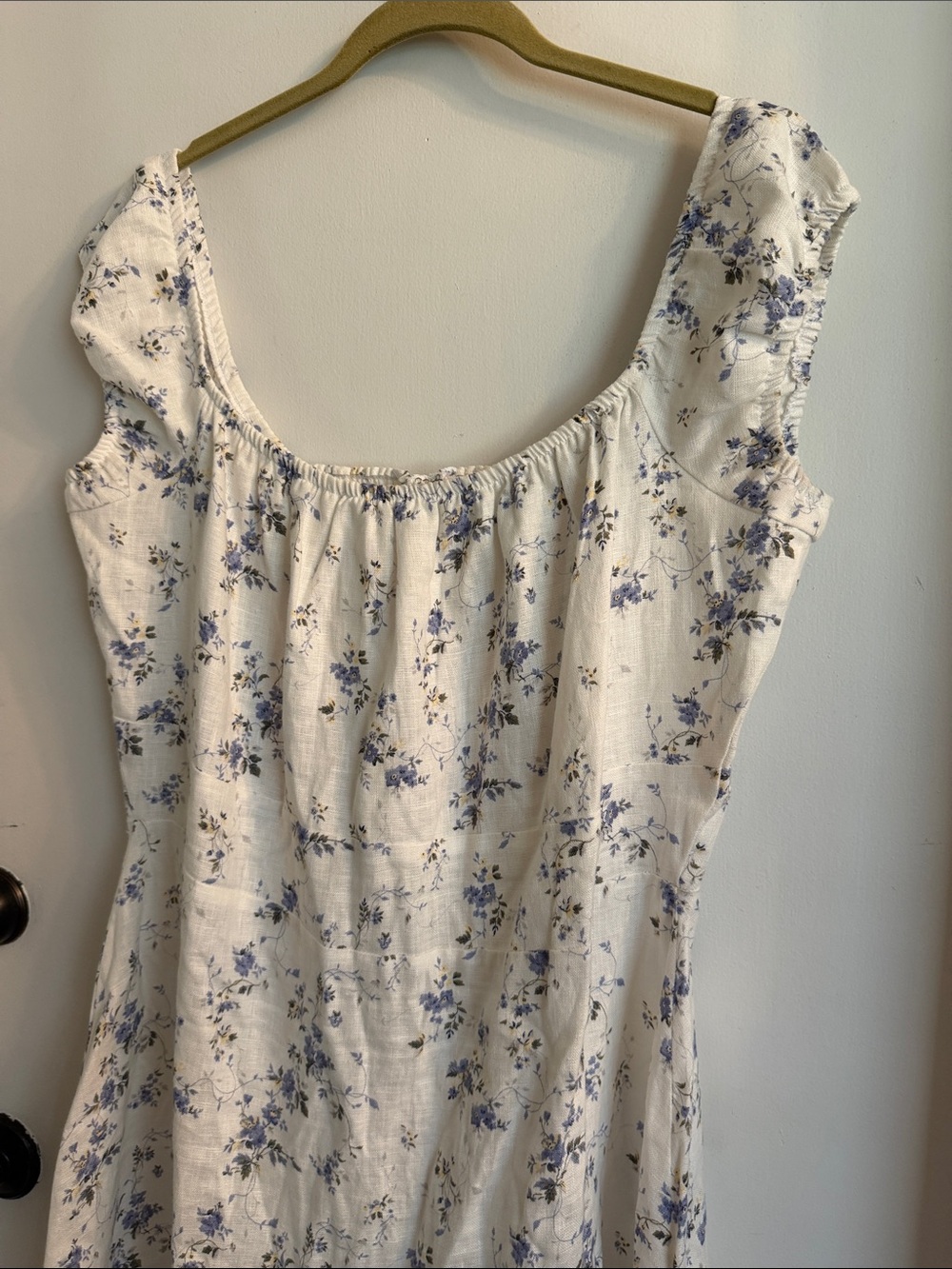Reformation Toulouse Floral Linen midi off the shoulder tiered Dress Size 16 - Picture 3 of 7